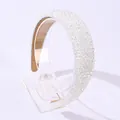 Luxe brede haarband met handgemaakte kristallen en een zachte beige binnenkant - Wit