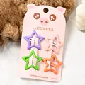 Juego de pinzas para el cabello con forma de estrella en morado, rosa, verde y naranja - Pinza Clic-Clac Infantil (Estrella/SC-6622) / Paquete de 4 / Multicolor