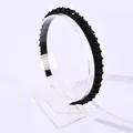 Fashionable black crystal beaded headband with handmade woven sparkling seed beads - Black