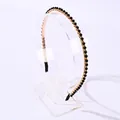 Elegante dunne gouden hoofdband met gefacetteerde zwarte kralen en zachte uiteinden - 0.6 Kristallen Ketting Haarrand / Zwart