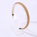 Elegant beaded headband featuring champagne gold crystals and woven amber seed beads - Champagne