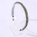 Elegante vintage haarband met drie rijen glinsterende zilveren en gouden kristallen - Grijs