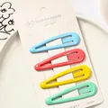Juego de cuatro pinzas para el cabello de metal mate en forma de gota en colores pastel - Pinza Clic-Clac Infantil (Gota 6cm/NM-6621) / Paquete de 4 / Multicolor Macaron