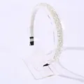 Elegant silver beaded crystal headband for women with premium white satin finish - White