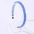 Elegant light blue crystal beaded headband featuring a retro minimalist sparkling style - Light Blue