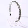 Elegant silver crystal beaded headband with shimmering multi-faceted stones and black anti-slip tips - Gray