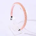 Elegant pink crystal beaded headband with shimmering faceted pearls on soft satin base - Pink