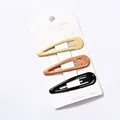Tres pinzas para el cabello minimalistas de gota de aceite en beige, marrón y negro - Gota de Pintura 7cm (NM-6621) / Juego de 3 / Serie Caqui