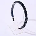 Elegant beaded headband featuring faceted navy blue crystal beads in a vintage style - Navy Blue