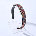 Diadema ancha de moda con diamantes de imitación coloridos y borde de cadena dorada - Diadema Strass Borde Cadena 2.5cm / Colorido