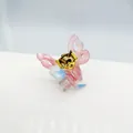 Pince à cheveux papillon élégante avec dégradé marbré rose et bleu en résine - Bleu Pâle