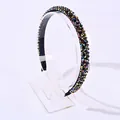 Elegant beaded headband featuring iridescent crystals with multi-color metallic finish - Colorful