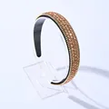 Diadema ancha de moda con diamantes de imitación color champán y forro negro en soporte - Diadema Strass Borde Cadena 2.5cm / Champán