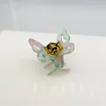Pince à cheveux papillon en acétate marbré rose et vert avec ressort en métal doré - Vert Émeraude & Rose