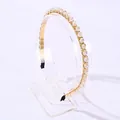 Serre-tête en métal doré minimaliste avec perles en cristal et embouts noirs de protection - Blanc 2