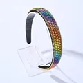 Serre-tête large avec dégradé de strass colorés et bordure dorée scintillante - 2.5cm (Bordure de chaîne) / Multicolore Dégradé