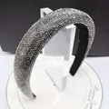 Sparkling rhinestone padded headband for women with grey crystals and black velvet lining - Mineral Grey