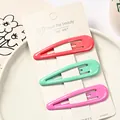 Set de tres pinzas de metal mate en colores rojo coral, verde menta y rosa claro - Pinza Clic-Clac Infantil (Gota 7cm/NM-6621) / Juego de 3 / Multicolor
