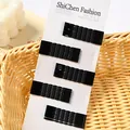 Set de pinzas para el cabello de metal negro ondulado en tarjeta sobre una cesta - Horquilla (5cm Torsionada) / Conjunto de gran capacidad / Negro
