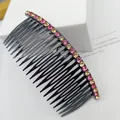 Sparkling rhinestone hair comb with pink and champagne yellow crystals on black base - Dark Pink Golden Rhinestone