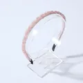 Elegant pink beaded braided headband for women on a transparent acrylic stand - Light Pink