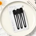 Juego de tres elegantes pinzas para el cabello de metal negro en tarjetas de soporte - Estilo Gota Negro Mate (NM-425) / Juego de 3 / Negro
