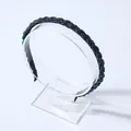 Elegant beaded braided headband featuring multicolored beads in dark blue and purple tones - Iridescent Navy