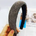 Serre-tête épais scintillant avec strass gris foncé et doublure en velours - Strass Complet Gris Transparent