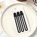Juego de tres pinzas para el cabello onduladas de metal negro mate para peinado diario - Estilo Cuadrado Ondulado Negro Mate (SC-425) / Juego de 3 / Negro
