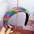 Serre-tête arc-en-ciel avec strass colorés et rembourrage épais pour un style élégant - Strass Complet Multicolore