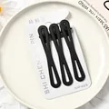 Juego de tres pinzas para el cabello negro mate en tarjeta de presentación de moda - Estilo Doble Anillo Negro Mate (NM-425) / Juego de 3 / Negro