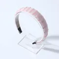 Pink beaded crystal headband with baroque style texture and elegant light luxury design - Light Pink