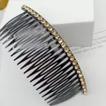 Elegant champagne gold rhinestone hair comb clip for side or back hair styling - Golden Yellow Rhinestone