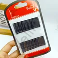 Set mit 24 schwarzen Metall-Haarklammern, glatt und gewellt, auf Kartonverpackung - Große Welle (Groß)