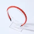 Diadema trenzada de cuentas rojas con elegante diseño retorcido para peinado de mujer - Rojo