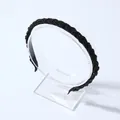 Diadema trenzada elegante hecha a mano con micro cuentas negras para mujeres - Negro
