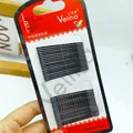 Klassisches Set aus schwarzen Metall-Haarklammern ordentlich auf Displaykarte verpackt - Feine Welle (Klein)
