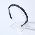 Elegant navy blue beaded braided headband with slim anti-slip design for women - Navy Blue