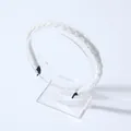 Elegant white beaded braided headband with pearl-style woven texture and anti-slip tips - White