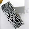 Eleganter schwarzer Haarkamm mit zwei Reihen funkelnder Strasssteine für Stylings - Pflaume Weißer Strass