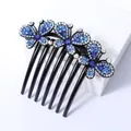 Elegante haarkam met 7 tanden en blauwe strass-vlinders voor knot-kapsels - Vlinder Blauw