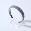 French style crystal headband with blue and brown beads on a slim brown band - Light Blue