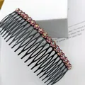 Haarkamm mit rosa Strassblumen und schwarzen Zinken für elegante Hochsteckfrisuren - Pflaume Rosa Strass
