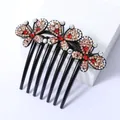 Elegant seven-tooth hair comb with three butterfly motifs set with champagne rhinestones - Butterfly Champagne
