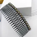Elegant black hair comb featuring sparkling AB crystals for stylish hair styling - Plum Clear Gray Rhinestone