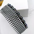 Elegant wave hair comb with colorful rhinestones on a black base for bun styling - Double Row AB Navy Blue