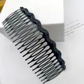 Vintage black wavy hair comb with blue rhinestones for elegant styling and bun fixing - Double Row Navy Blue