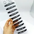 Set mit 10 mattschwarzen minimalistischen BB-Haarspangen auf einer Displaykarte - 6cm / Ovalform Matt
