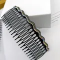 Black wave hair side comb featuring double-row crystal rhinestones with AB finish - Double Row AB Clear Gray