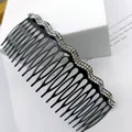 Elegant wave-shaped hair comb with clear rhinestones and black resin teeth base - Double Row White Rhinestone
